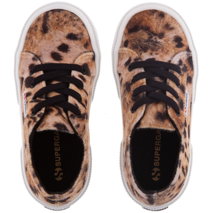 Superga 2750 Kids Print Velvet Lt Beige Leopard
