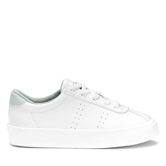 Superga 2843 Kids Club S Vegan Leather White-Green Iceberg