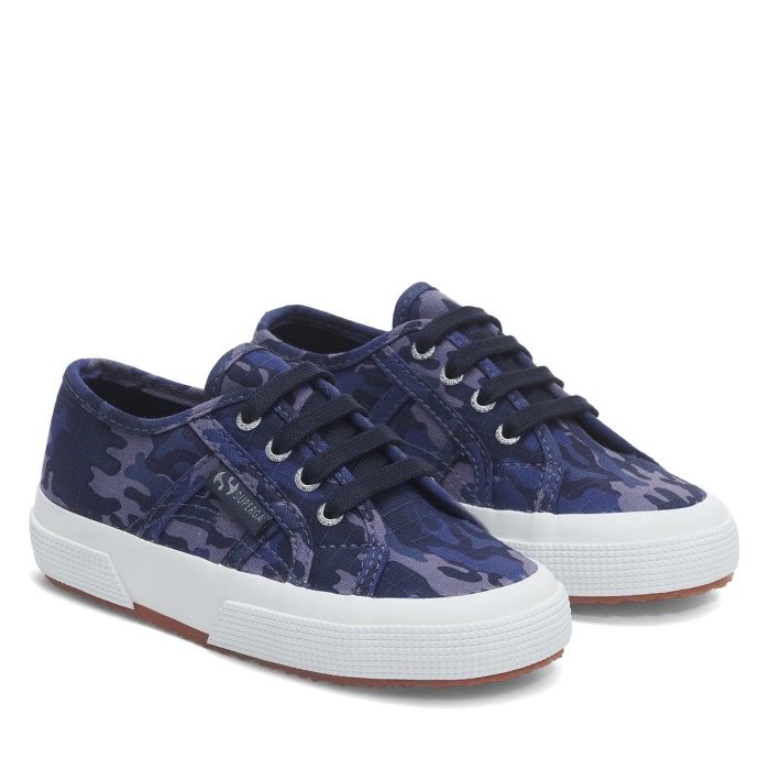 Superga 2750 Kids Camo Ripstop Blue Grey