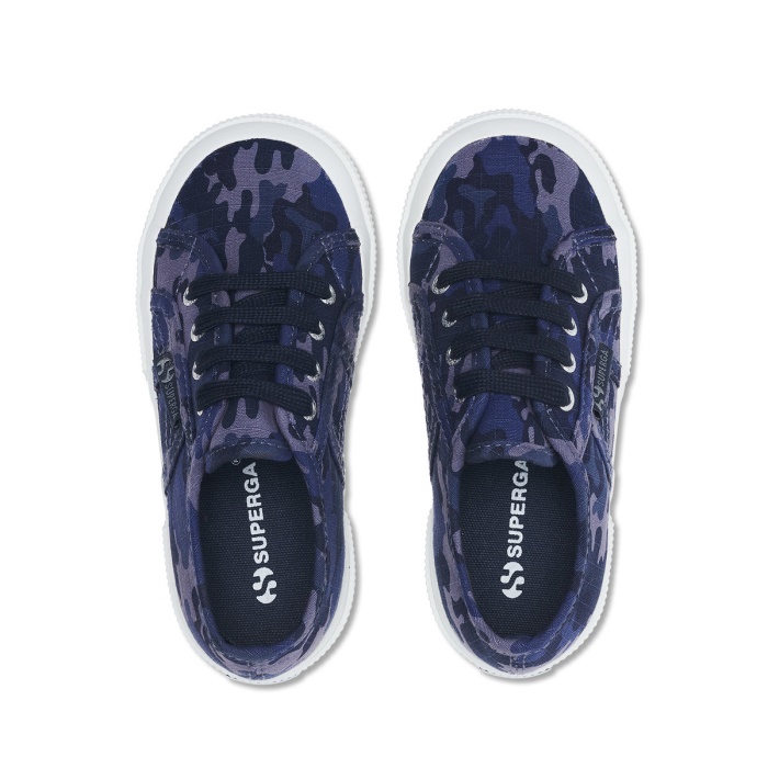 Superga 2750 Kids Camo Ripstop Blue Grey