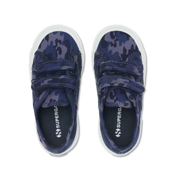 2750 Kids Straps Camo Ripstop Blue Grey Dk Camouflage Superga
