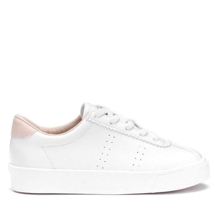 Superga 2843 Kids Club S Vegan Leather White-Pink Skin