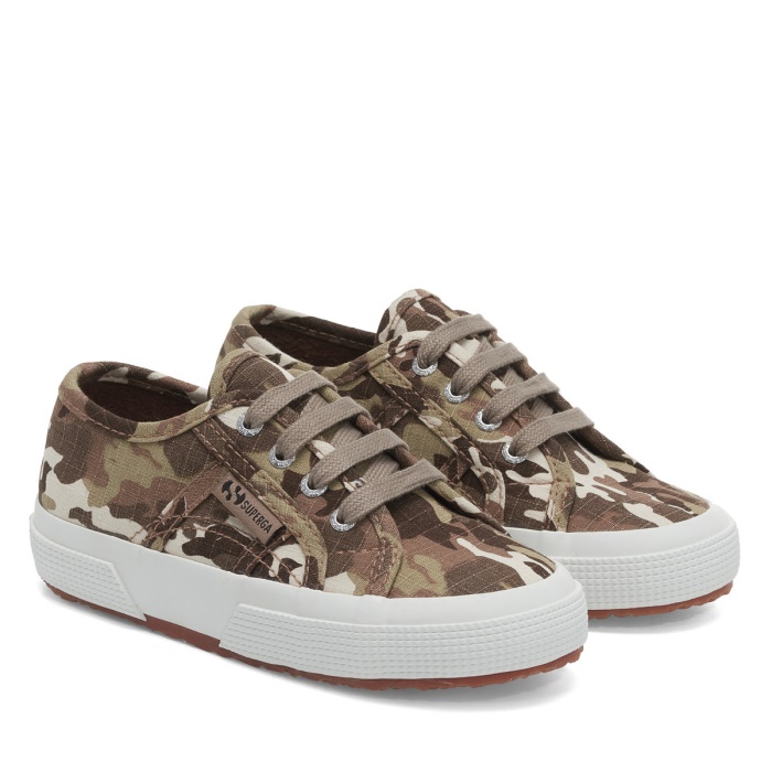Superga 2750 Kids Camo Ripstop Beige Raw Camouflage