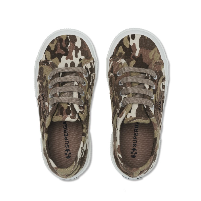 Superga 2750 Kids Camo Ripstop Beige Raw Camouflage