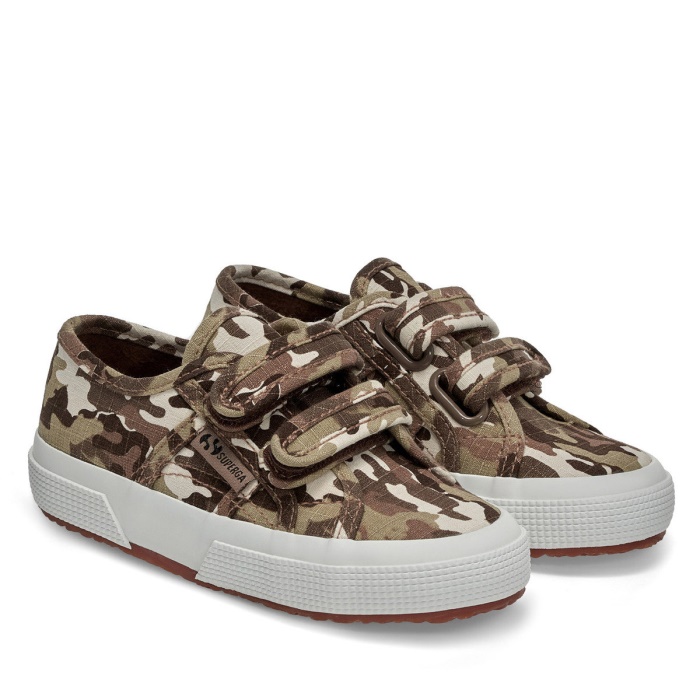 2750 Kids Straps Camo Ripstop Beige Raw Camouflage Superga