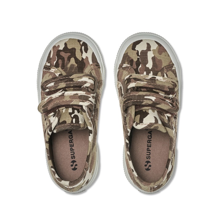 2750 Kids Straps Camo Ripstop Beige Raw Camouflage Superga